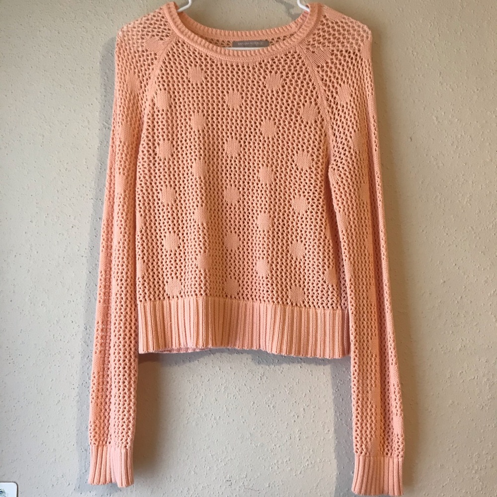 BANANA REPUBLIC peach crochet sweater XS